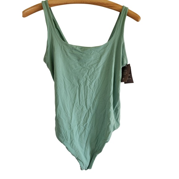 Auden Tops - Auden Luxe Stretch green tank top thong bottom bodysuit Medium